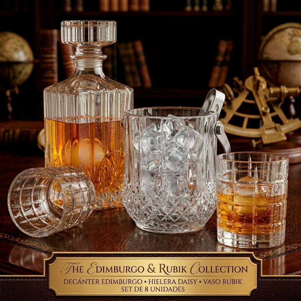 Jgo 8pcs Hielera G-Horse + Decantador, Licorera 970ml 23*8.5 + Vasos cortos 330ml